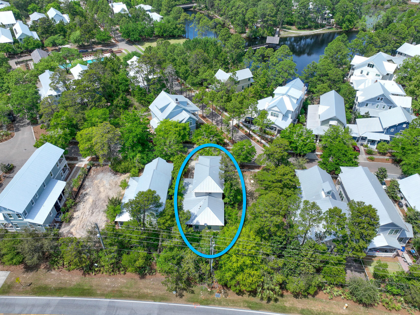 34 Okeechobee West Santa Rosa Beach, FL 32459 - Photo 81 of 91 an aerial view of a house with garden space and lake view