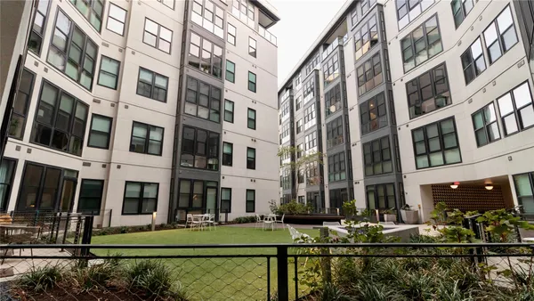 a front view of a building with street