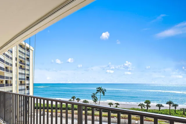 a view of ocean from a balcony