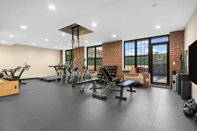 a view of a room with gym equipment