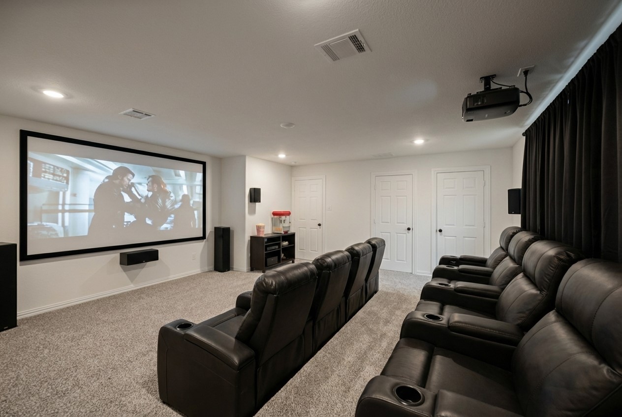 16503 Boston Post Road Cypress, TX 77429 - Photo 30 of 44 Virtually staged to showcase the full potential of the media room.