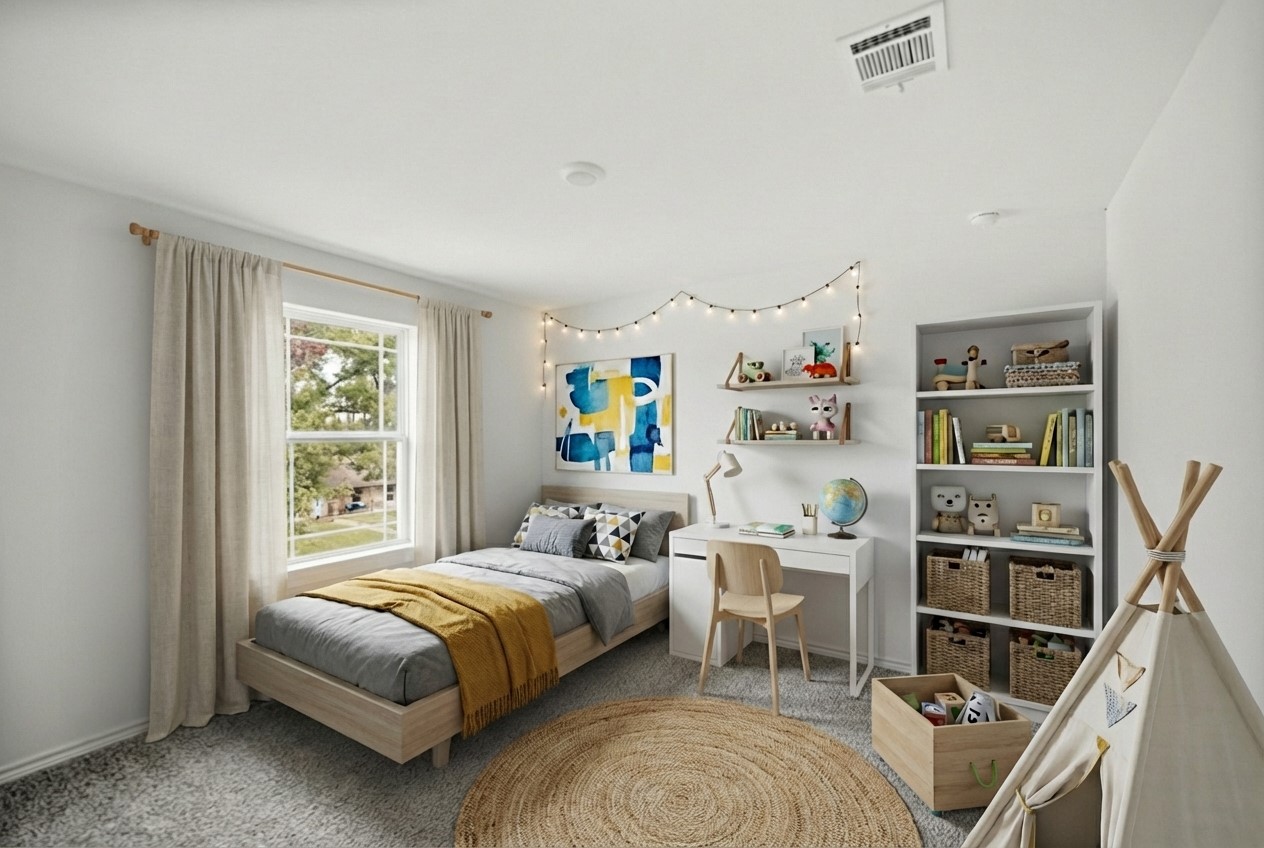 16503 Boston Post Road Cypress, TX 77429 - Photo 35 of 44 a bedroom with a bed and a book shelf