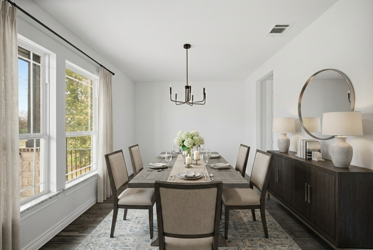 16503 Boston Post Road Cypress, TX 77429 - Photo 6 of 44 a dining room with furniture a window and a chandelier