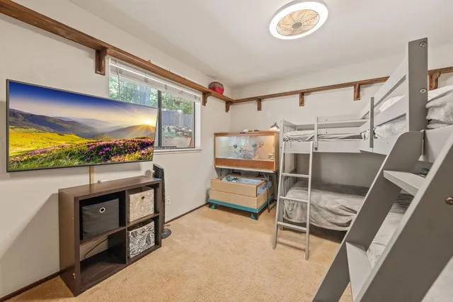 a view of a room with racks on the wall