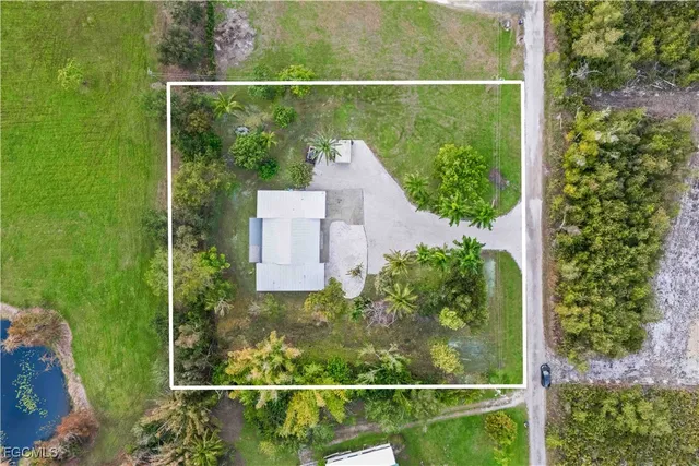 an aerial view of a garden