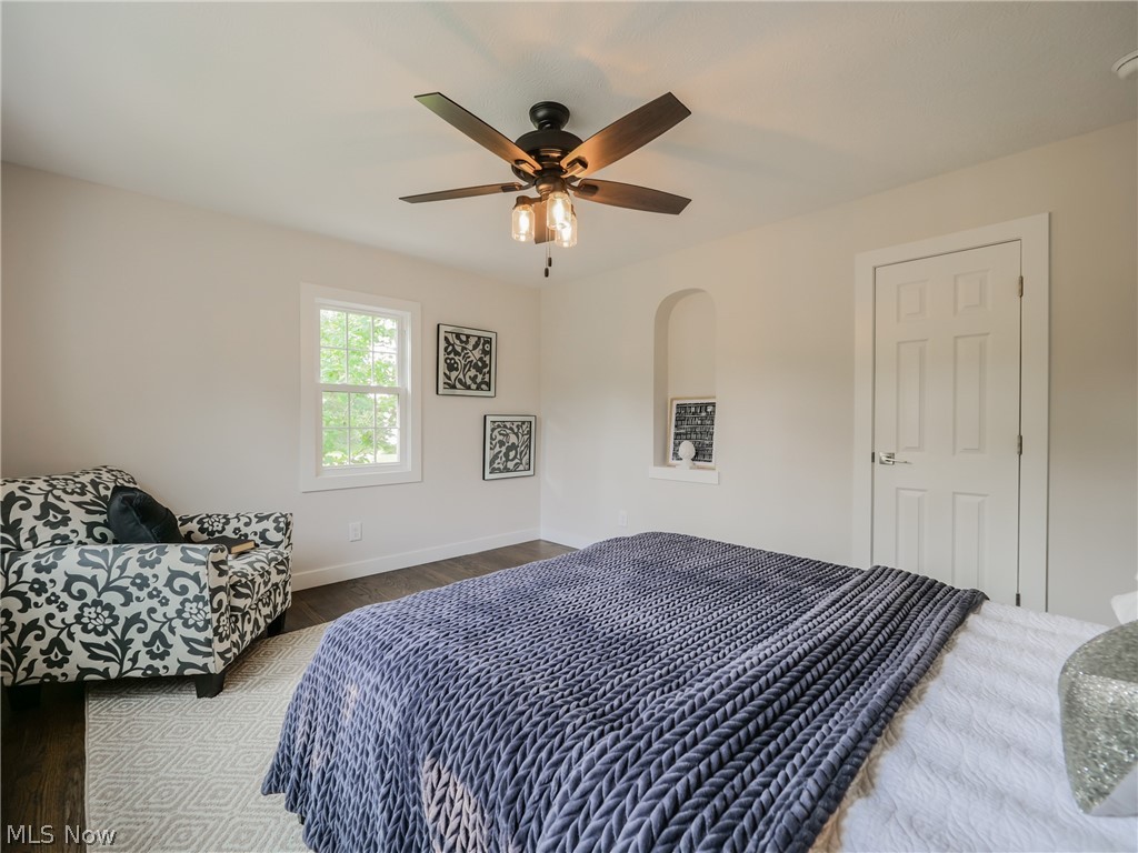 14160 Onaway Road Cleveland, OH 44120 - Photo 18 of 35 Bedroom featuring dark hardwood / wood-style floors and ceiling fan