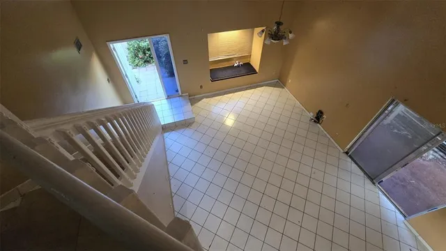 a view of a park with palm trees