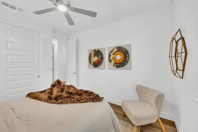 a view of an empty room with empty racks