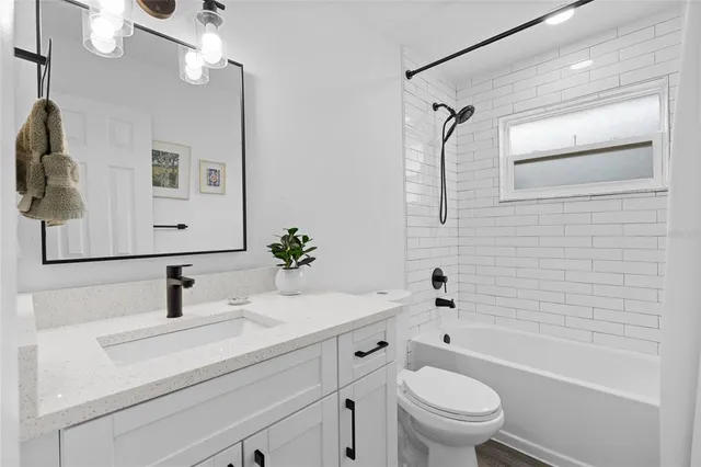 a bathroom with a bathtub