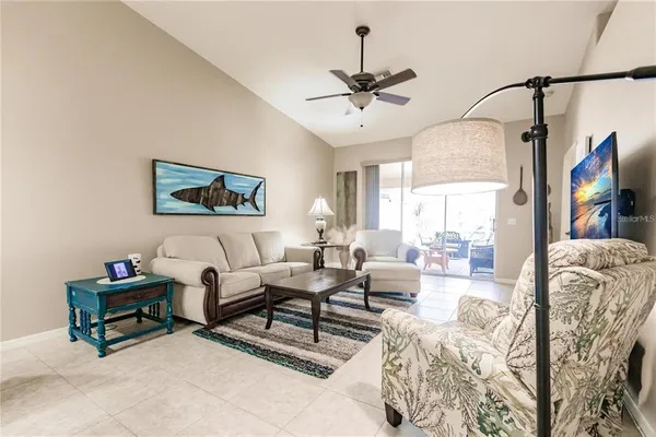a living room with furniture