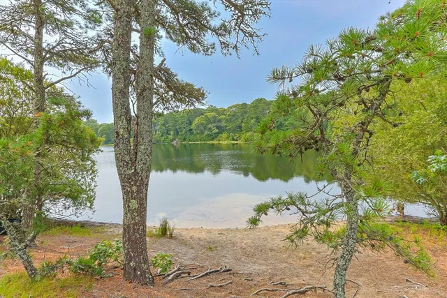a lake view with a yard