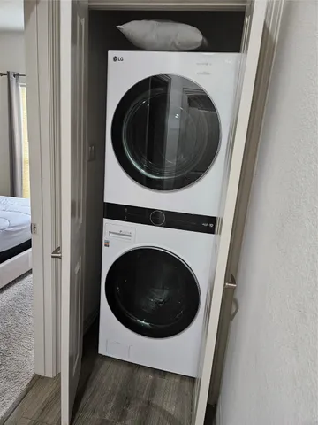 a utility room with dryer and washer
