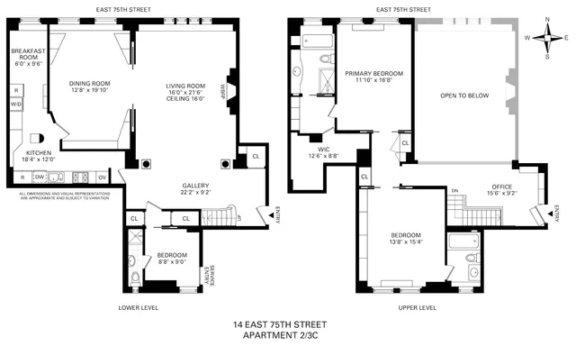 $4,500,000 | 14 East 75th Street, Unit 2/3C | Lenox Hill