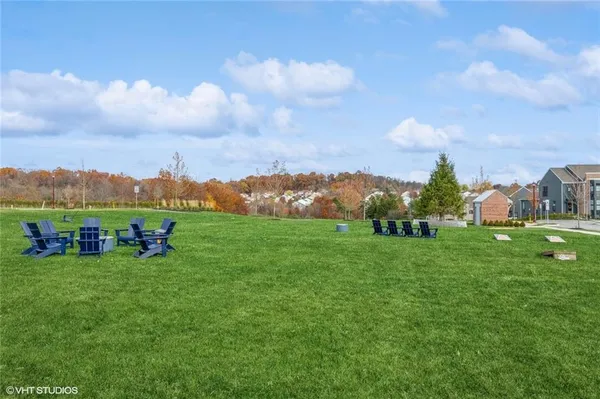 a view of a golf course with a garden
