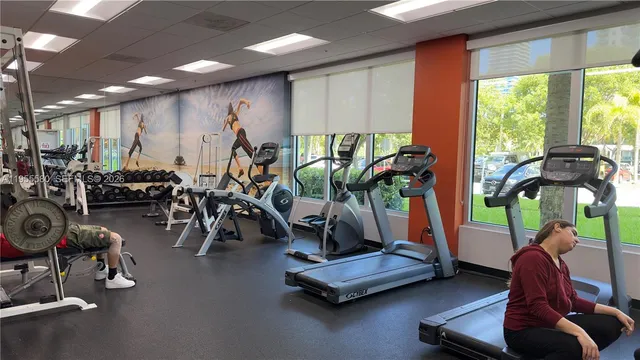 a view of a room with gym equipment