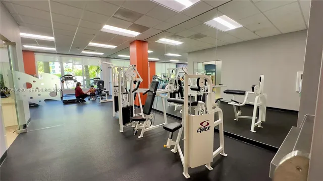 a view of a room with gym equipment
