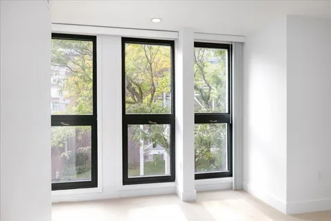 a view of a large window with an outdoor view