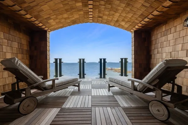 a view of balcony with chairs