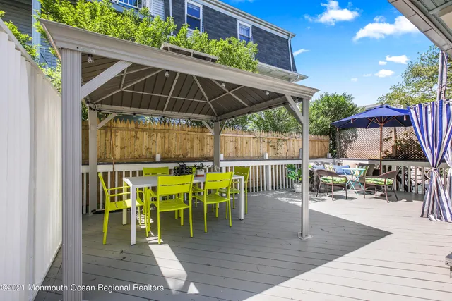 an outdoor space with seating