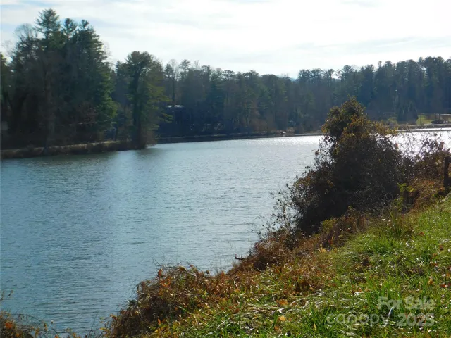 a view of a lake with a mountain in the background