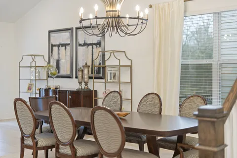 a table and chairs in a room