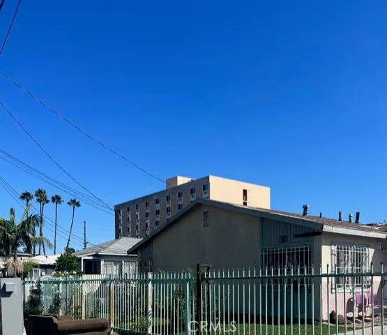 a view of a building from a balcony