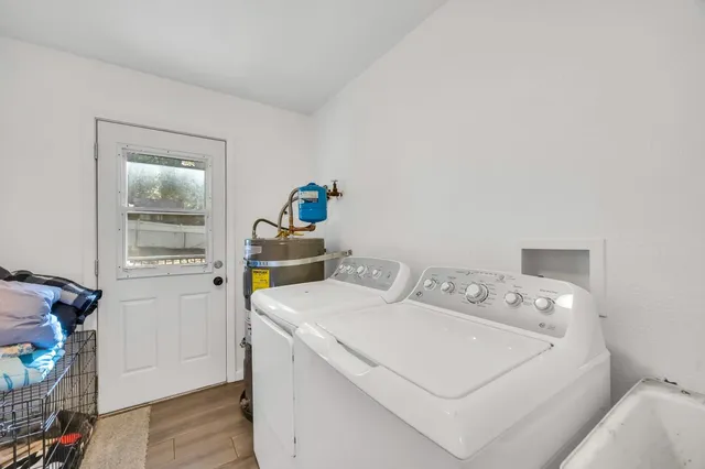 a view of outdoor space with deck and wooden floor