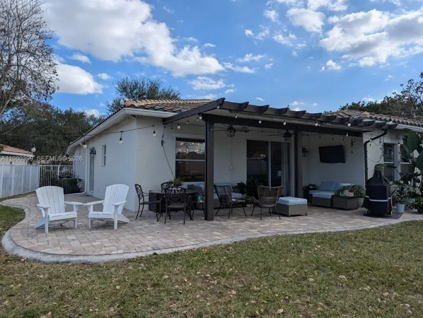 a view of a backyard with a slide