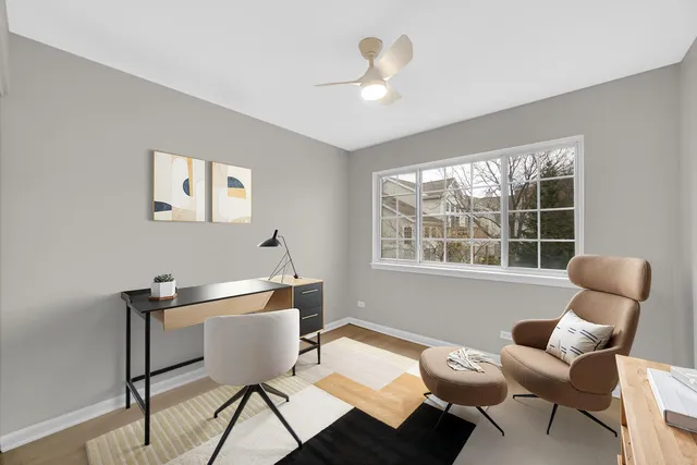 a spacious bathroom with a double vanity sink and a mirror
