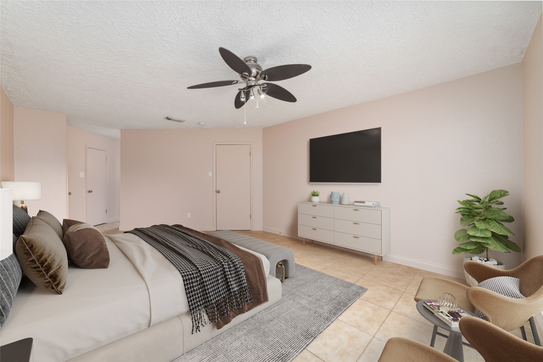 21603 Slippery Creek Lane Spring, TX 77388 - Photo 18 of 28 a bedroom with a bed and a flat screen tv