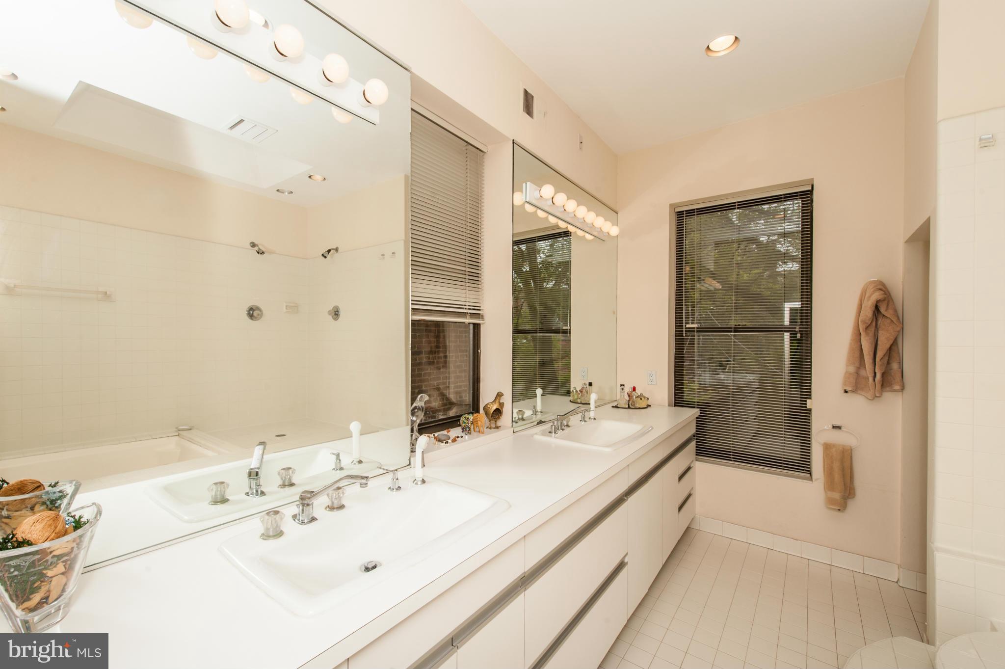 1318 Rhode Island Avenue Northwest Washington, DC 20005 - Photo 15 of 25 a spacious bathroom with double vanity sink a mirror and shower