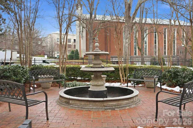 a view of a water fountain in the middle of a house