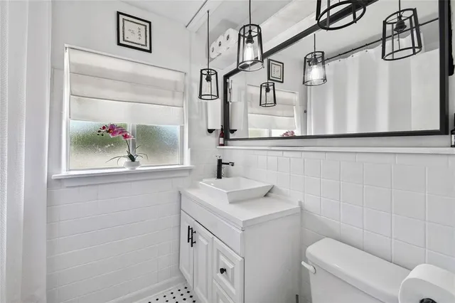 a bathroom with a sink a toilet and a shower