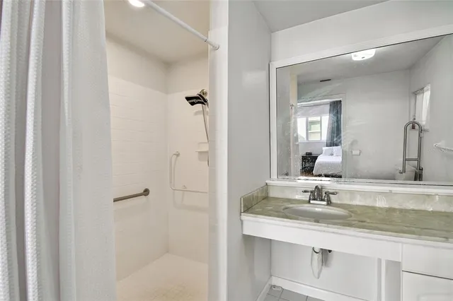 a bathroom with a shower