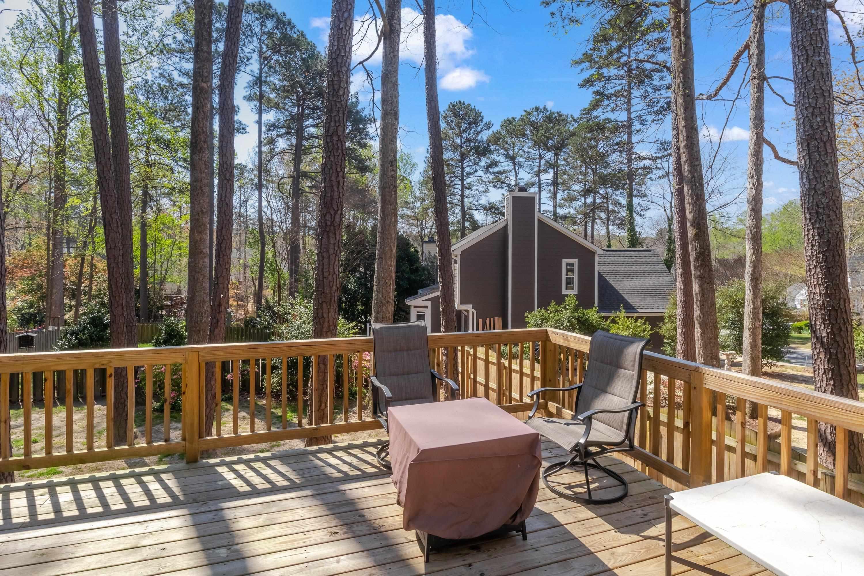 105 McIntire Lane Cary, NC 27513 - Photo 27 of 32 a view of a chair and table on the deck