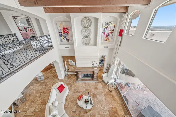 a bed room with a bed and a table