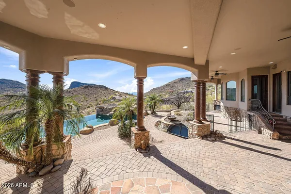 a view of a terrace with a flat screen tv