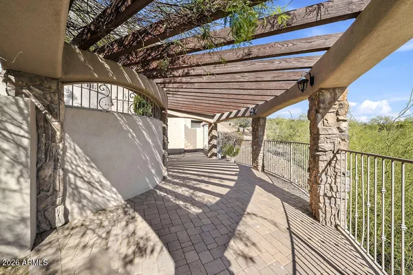 a view of a building with a bench in front of it