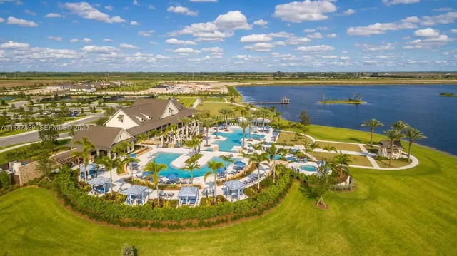 a view of swimming pool with an ocean view