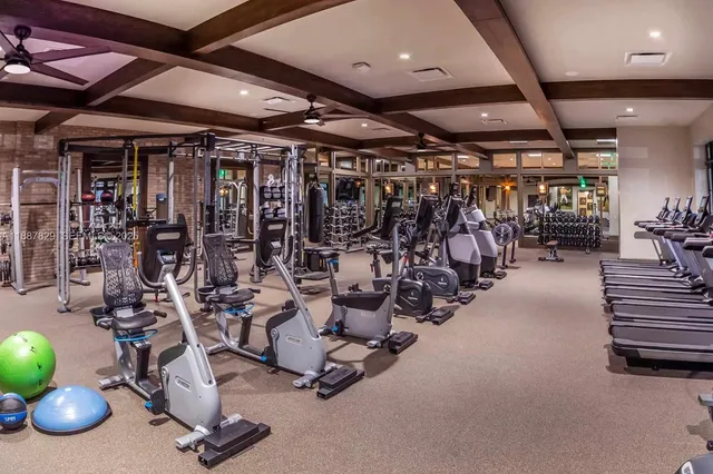 a view of a room with gym equipment