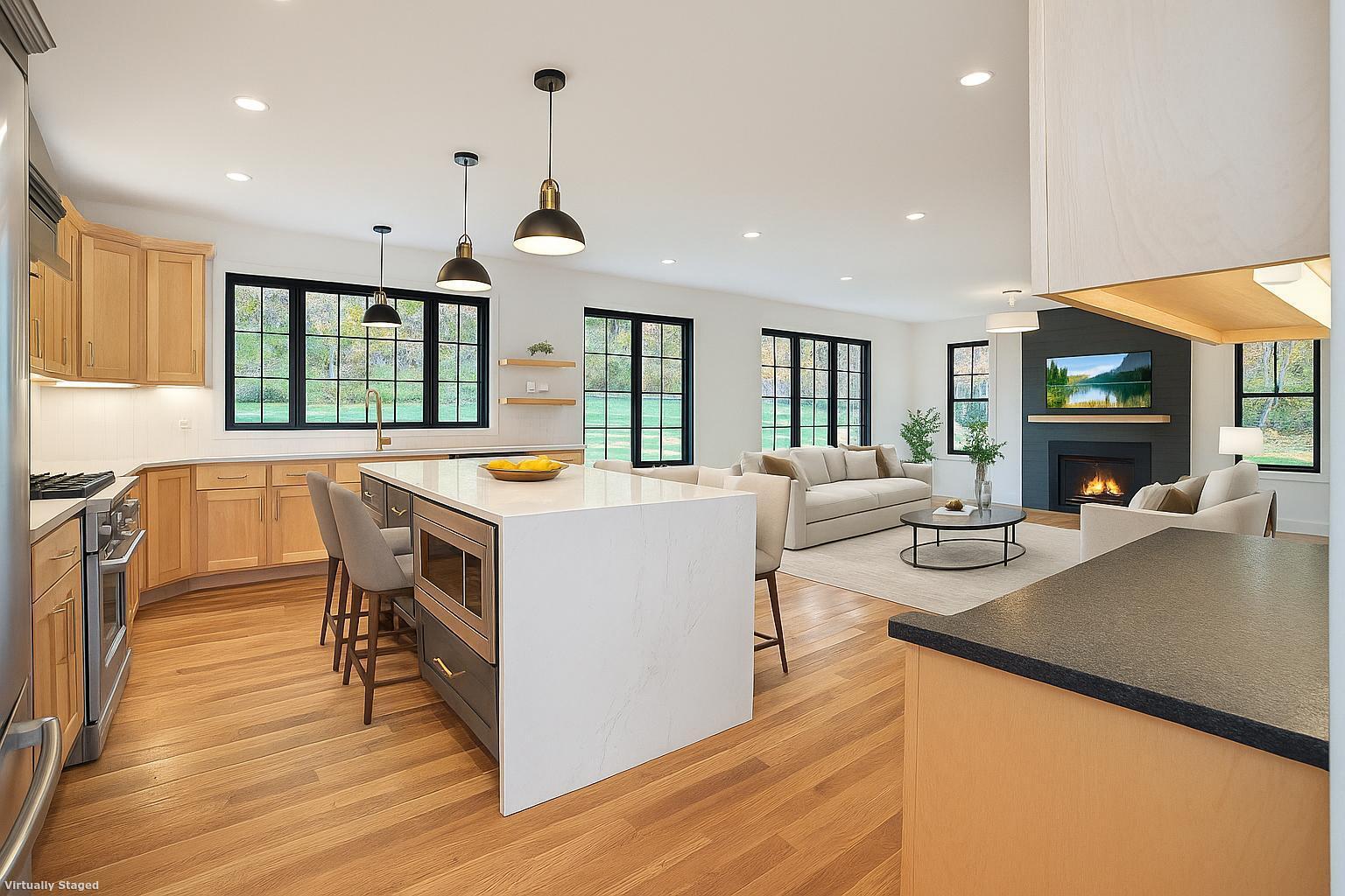 152 East Hill Road Canton, CT 06019 - Photo 15 of 36 a living room with furniture a flat screen tv and a large window
