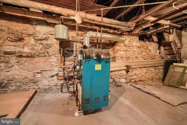 a view of a garage with wooden wall
