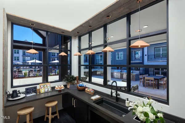 a dining room with furniture