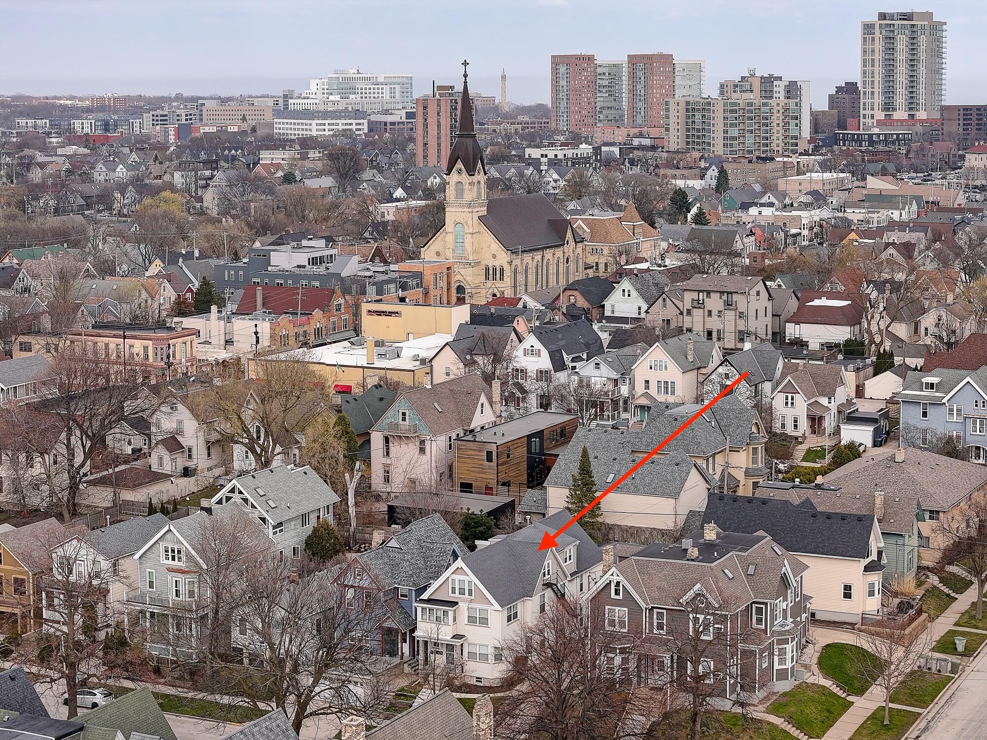 1660 North Marshall Street, Unit 2 Milwaukee, WI 53202 - Photo 32 of 33 Drone facing East (northern view) - with