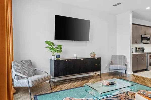 a living room with furniture and a flat screen tv