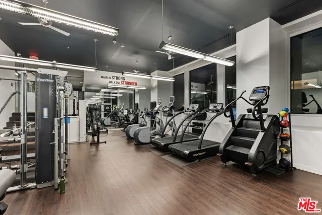 a view of a room with gym equipment