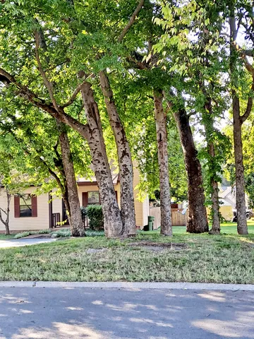 a backyard of a house with lots of green space