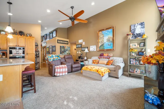 a bedroom with furniture and a chandelier
