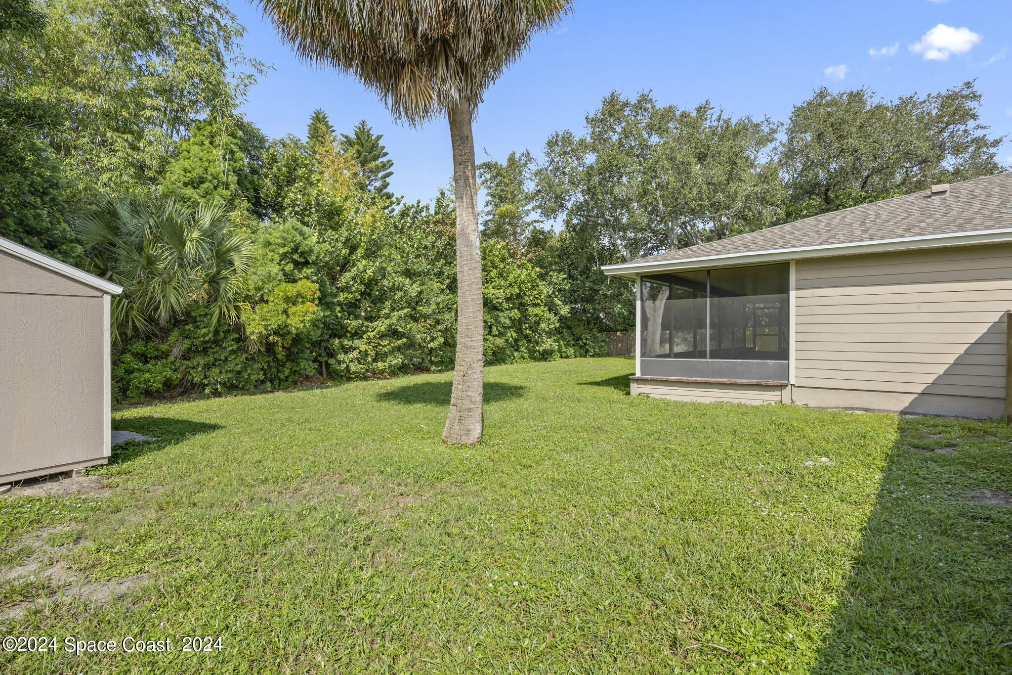 3725 Laurette Road Merritt Island, FL 32952 - Photo 37 of 46 a backyard of a house with plants and large trees