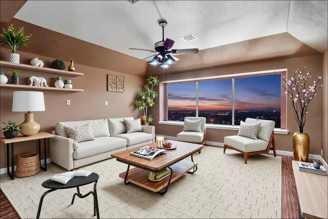 a living room with furniture